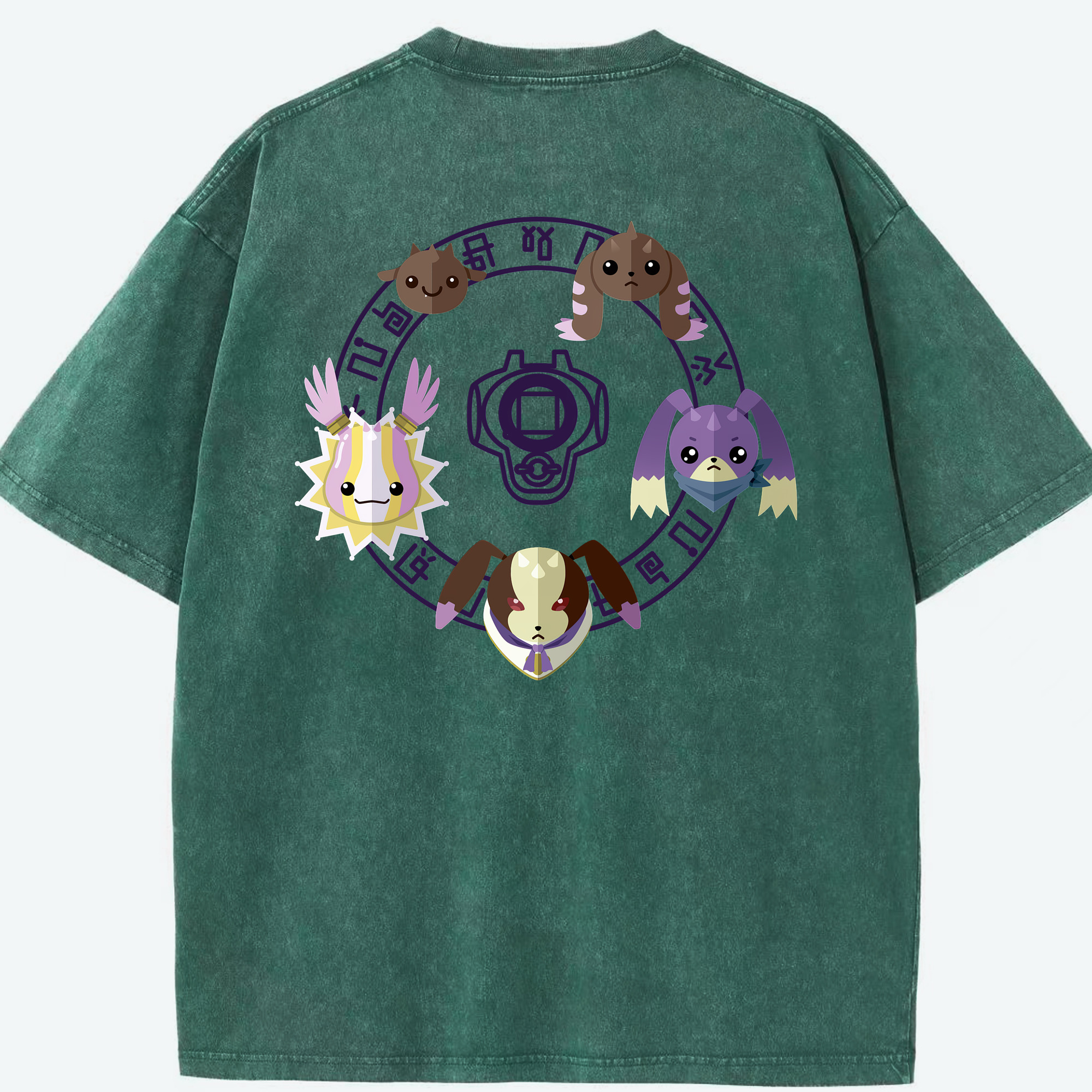（画像用） Digimon デジタルモンスター/デジモン 綿100% ヴィンテージ風 半袖Tシャツ（背面プリント）